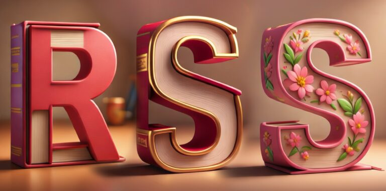 De letters RSS in de vorm van een boek gegenereerd door Apple Intelligence in een beetje cartoon style. Van drie plaatjes 1 genmaakt.